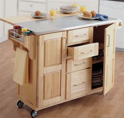 kitchen with moveable cabinets stainless steel tables|stainless steel kitchen rolling cabinets.